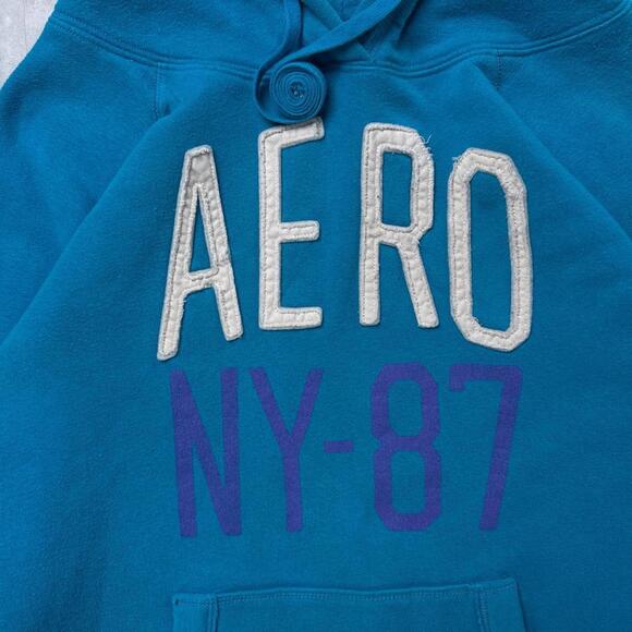 Y2K Aeropostale 00s NY 87 blue hoodie jacket - Picture 5 of 7